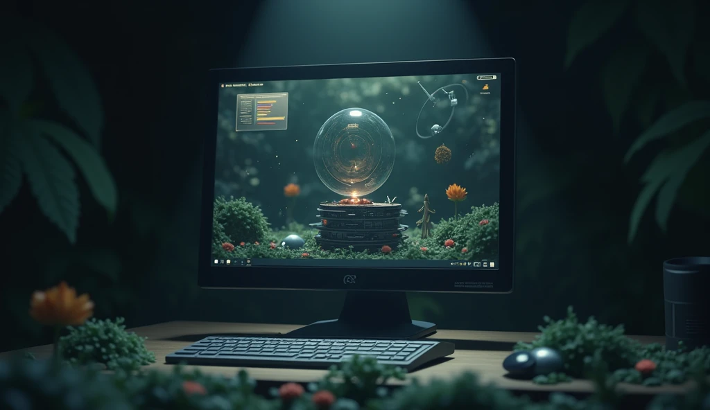 inside a computer desktop monitor running Linux and GNOME desktop, In the style of Makoto Shinkai。master piece, ultra detail, precision, ultra-realistic,
