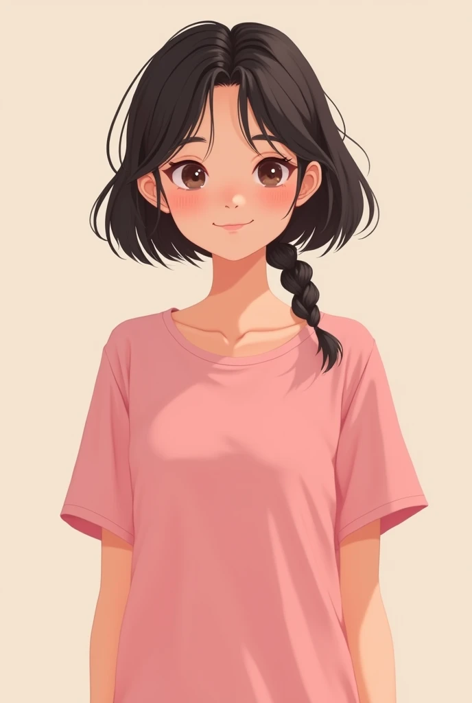 Character girl pink t-shirt white face