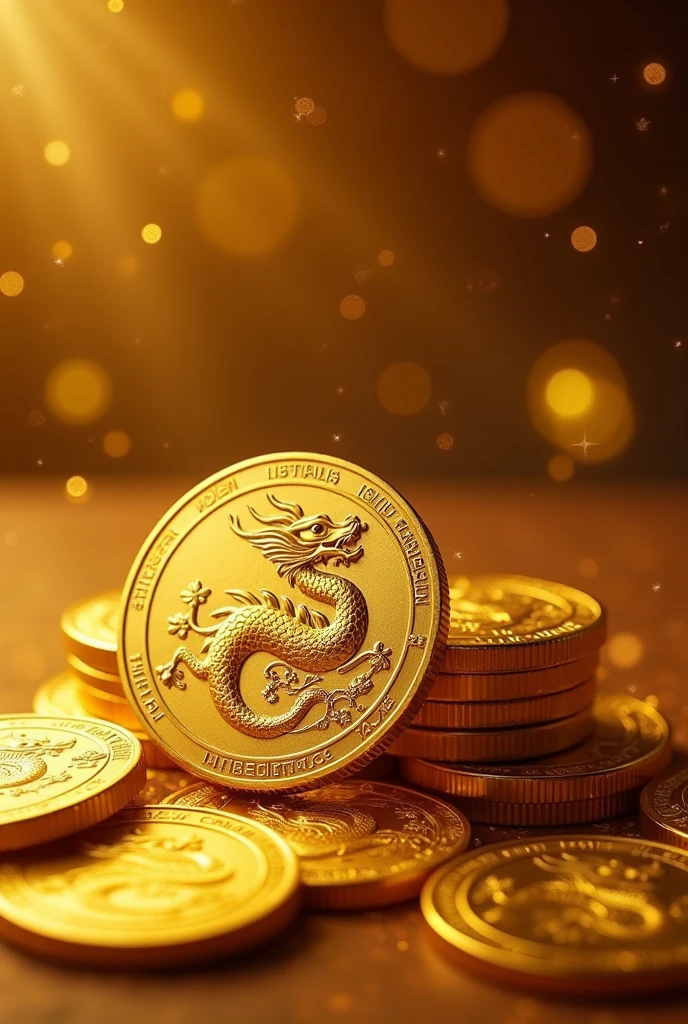 Pile of gold, Gold coins, ((china dragon)), Gold coins이 하늘에서 쏟아진다. Dazzling golden, golden light, The Golden Box, Gold Coin, 