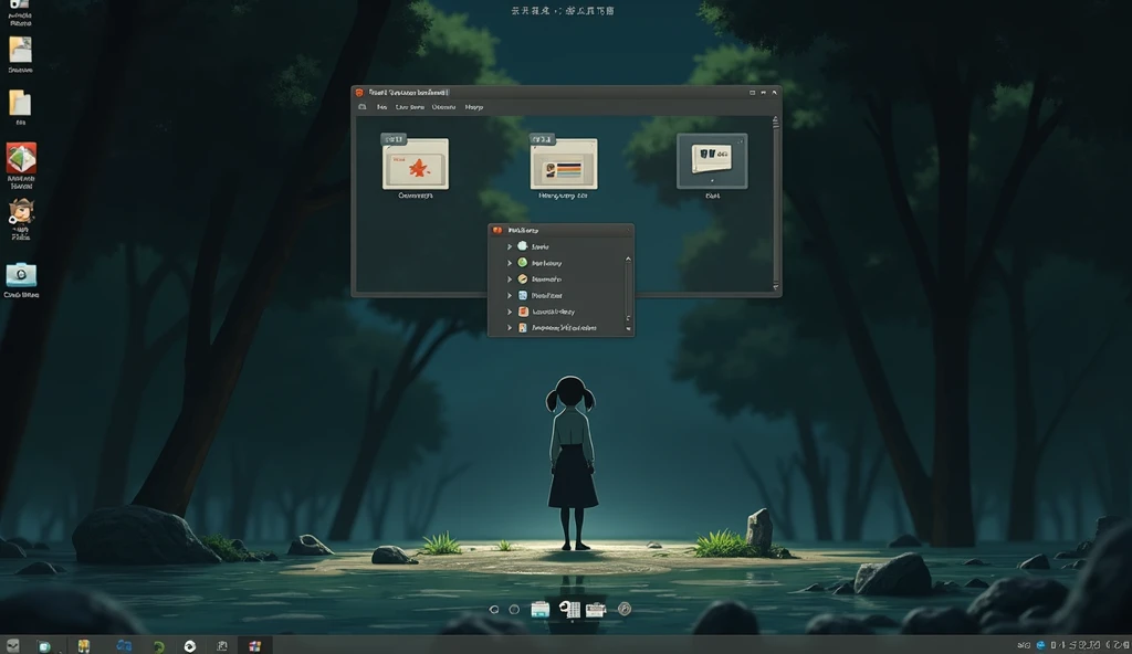 a Linux OS printscreen looking like GNOME desktop, In the style of Makoto Shinkai。master piece, ultra detail, precision, ultra-realistic,