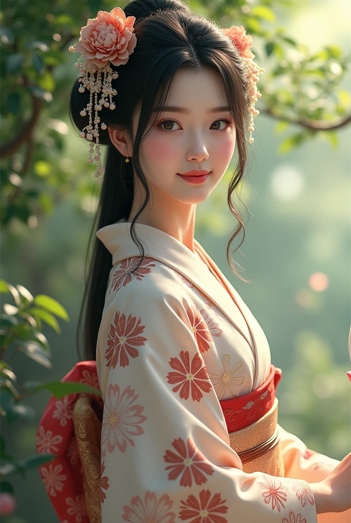 A girl use kimono