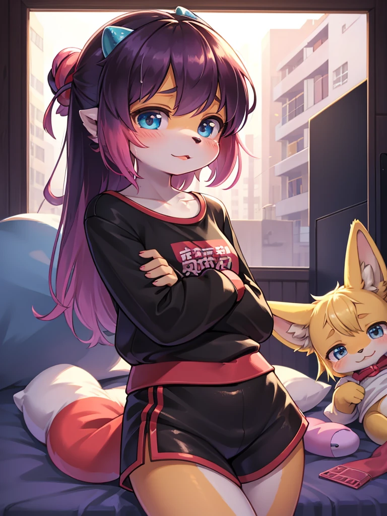 childish girl , playing with stuffed toys , coquettish , Cunning , Fascinating , Seducer , Naughty , innocent , Free-spirited , moist eyes , glossy lips , childish clothes , childish hair tie , Wonderful days , Show secretly , I can't take it anymore , ooze