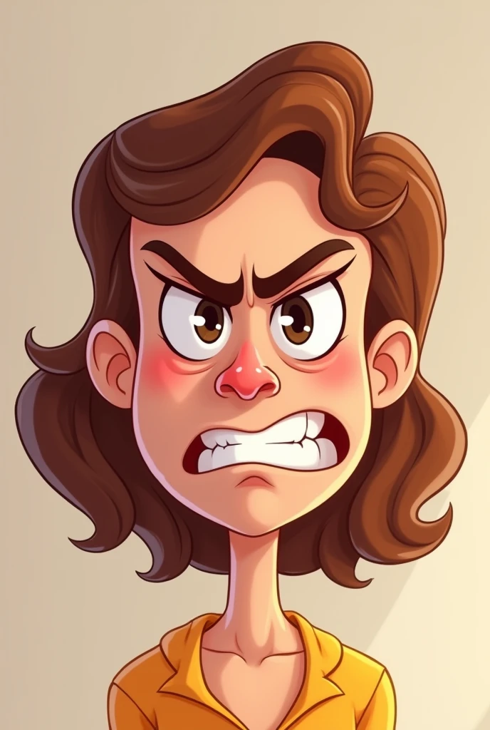 A cartoonist AI image of  wife  in the style of angry face 
