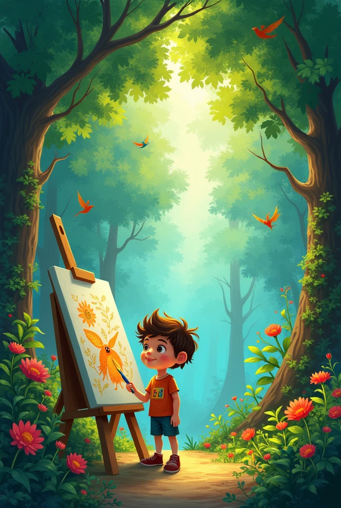 Felix was amazed and eager to try the paintbrush. As he began to paint, vibrant colors filled the forest. Flowers bloomed, birds sang, and animals danced with joy.