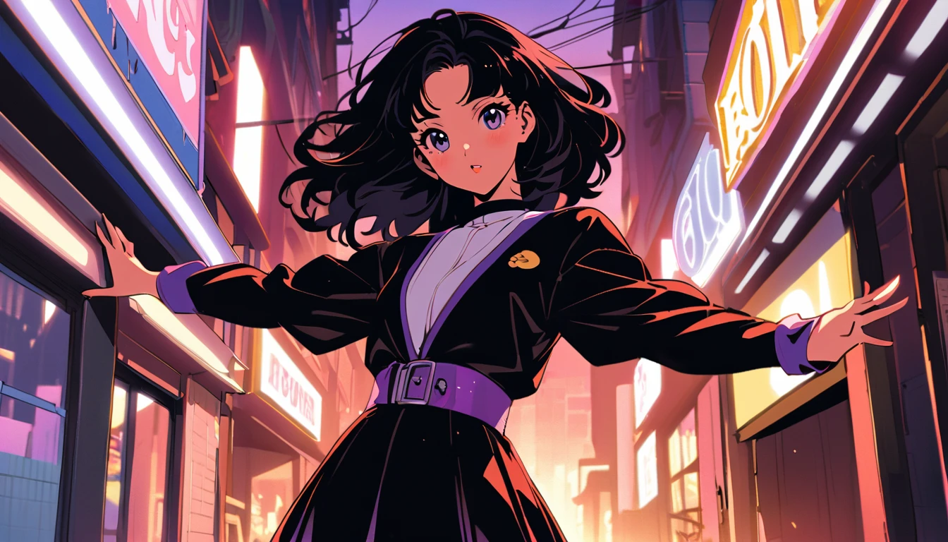 Japanese female singer from the 80s, 1980's Japanese fashion disco style, city-pop cute style, voluminous bob hair style, black hair, bang hair, round white face, pure image, frontal shot, --at 6.0 back ground is Hakata Sarakurayama,
Further Processing