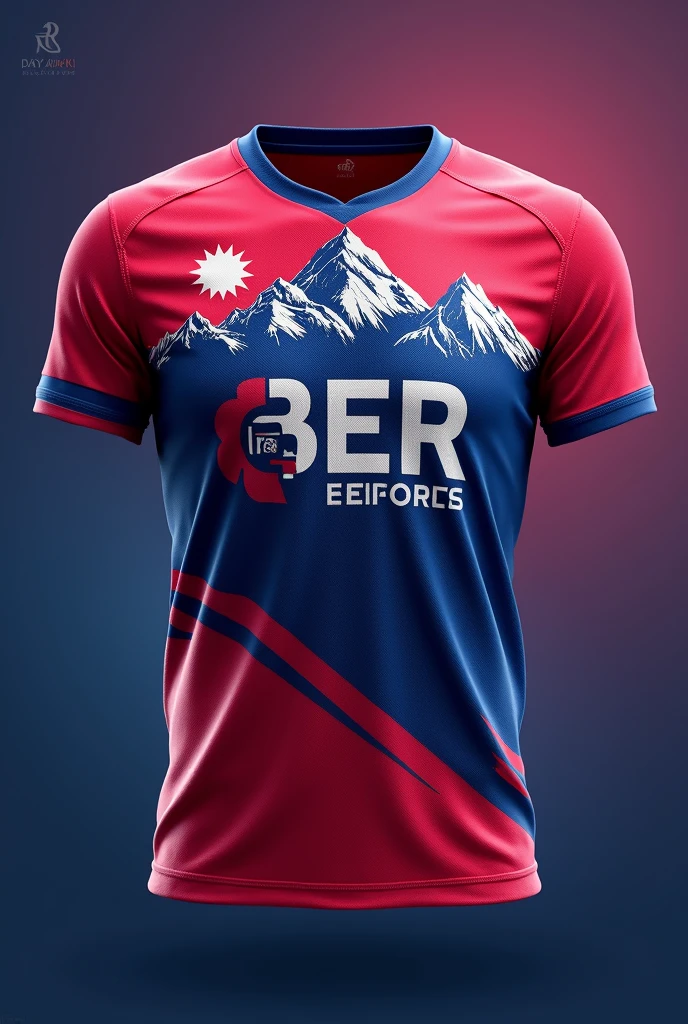 Creat a esports jersey with the logo of OE IS RIGHT OP .with best color designe.make nepal flag designe jersey and also add mountain as overlay.and also wirte obber esports in middle with matching color