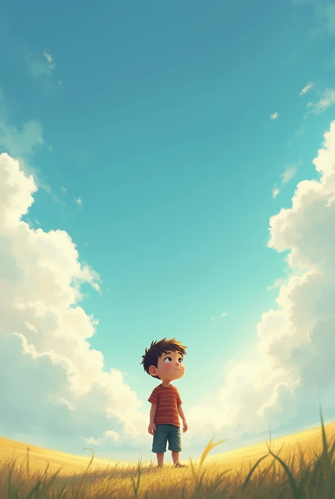 A boy who looking at the sky