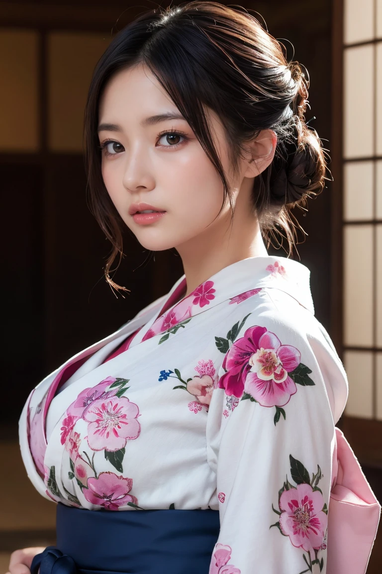 masterpiece、1 beautiful girl、Detailed eyes、Puffy eyes、Highest quality, 超High resolution, (reality: 1.4), Cinema Lighting、Japanese、Asian Beauty、Super Beauty、Beautiful Skin、thin、Body facing forward、(Surreal)、(High resolution)、(8k)、(Very detailed)、(Beautiful and detailed)、(Very detailedな)、 (wallpaper)、Detailed face、Bright lighting、Professional Lighting、Wearing a kimono、whole body、Updo、Japanese style hair updo、Random sexy poses