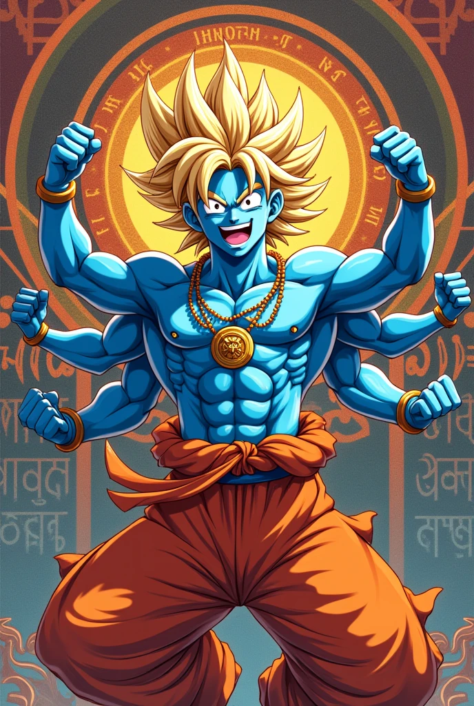 Gord krishna still Goku anime image anime smile face Hindu dharmik shlok to background 