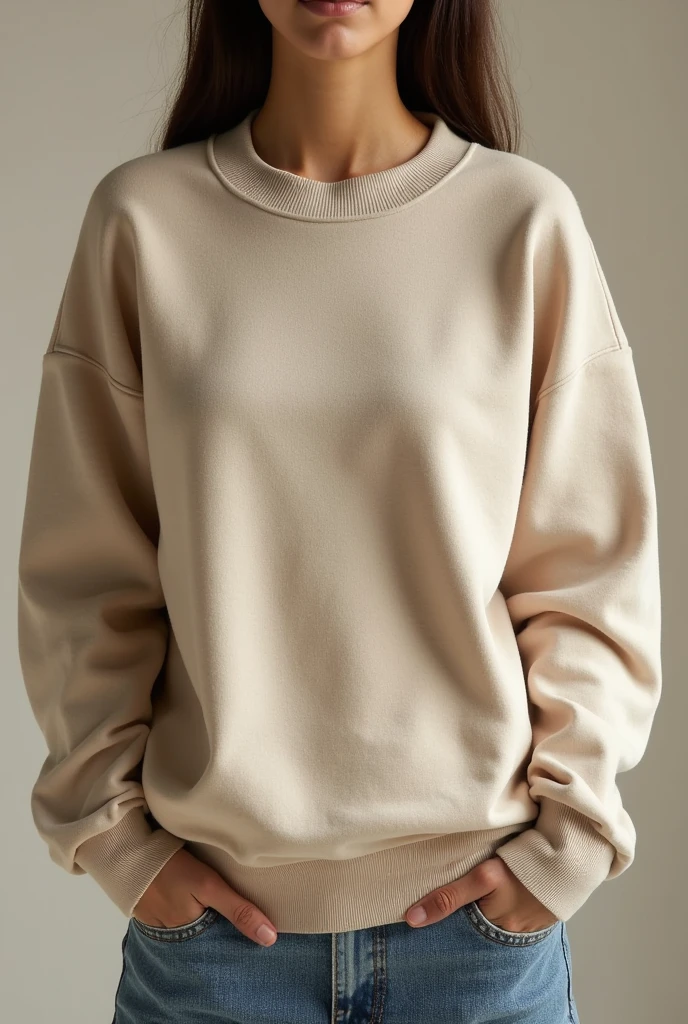 A round neck sweatshirt with a folded round neck sweatshirt