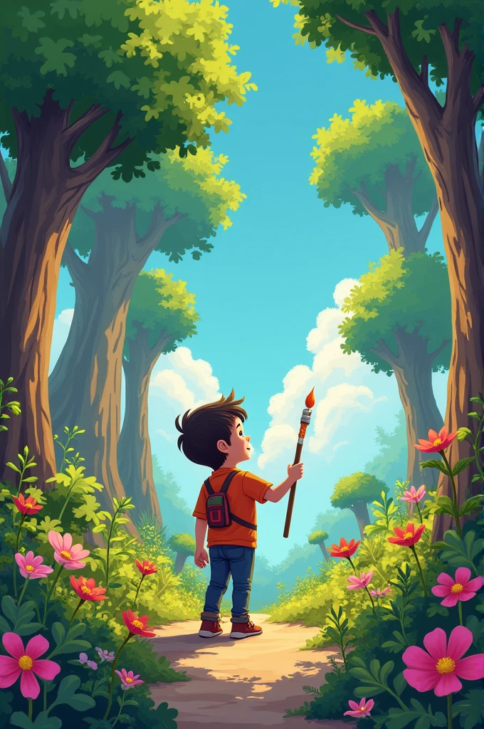 With the magical paintbrush, Felix brought his most vibrant and imaginative creations to life. He painted towering trees to block the developer's machines, and colorful flowers to distract the workers