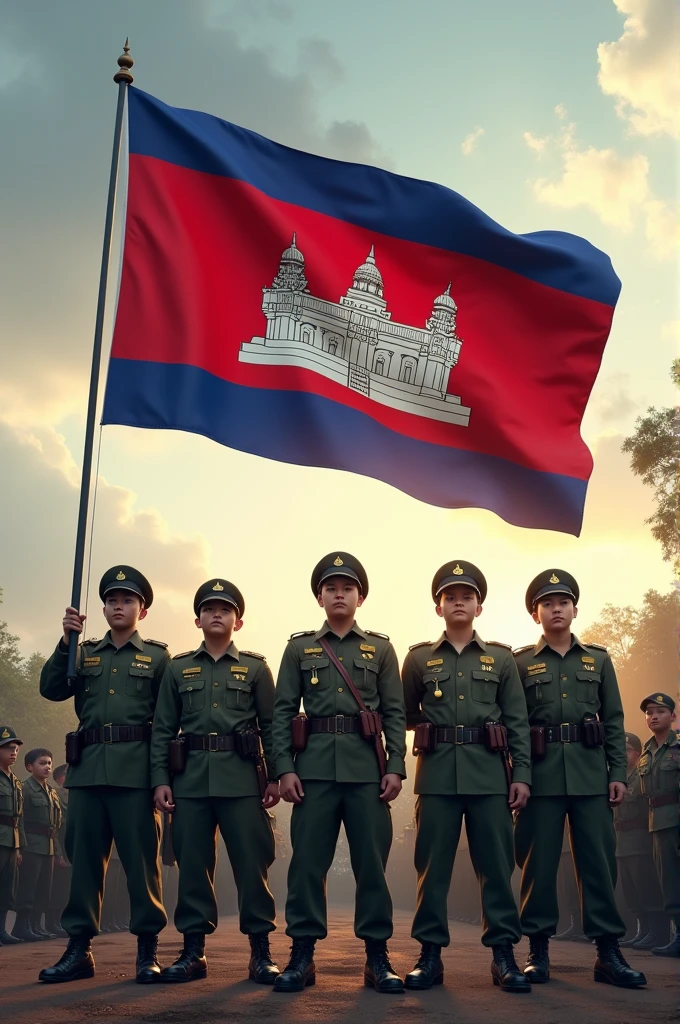 Image
Army Cambodia stand with the flag of Cambodia