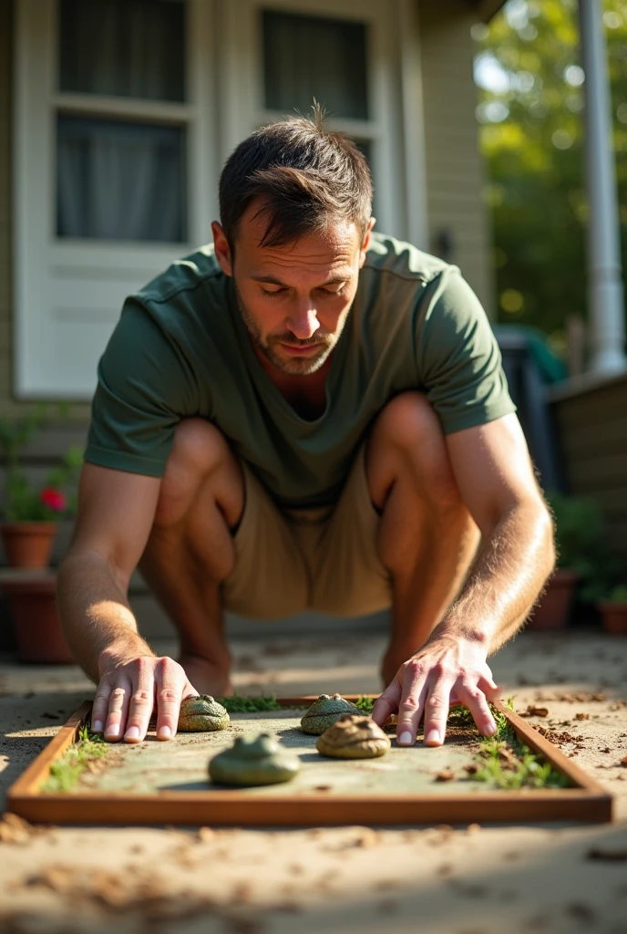 Real photo: adult playing the toad game