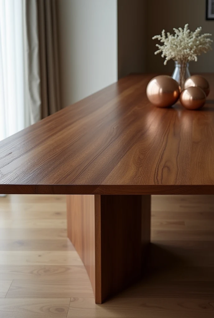 need a rectangle table design where width is 2.5ft and length is 4ft. table should have 2 inch width border with sloping inside from all 4 sides. center part should be like engraved. furniture should be glossy brown