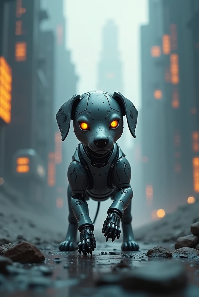 puppy, sci fi, robotic, dread, robotic eyes