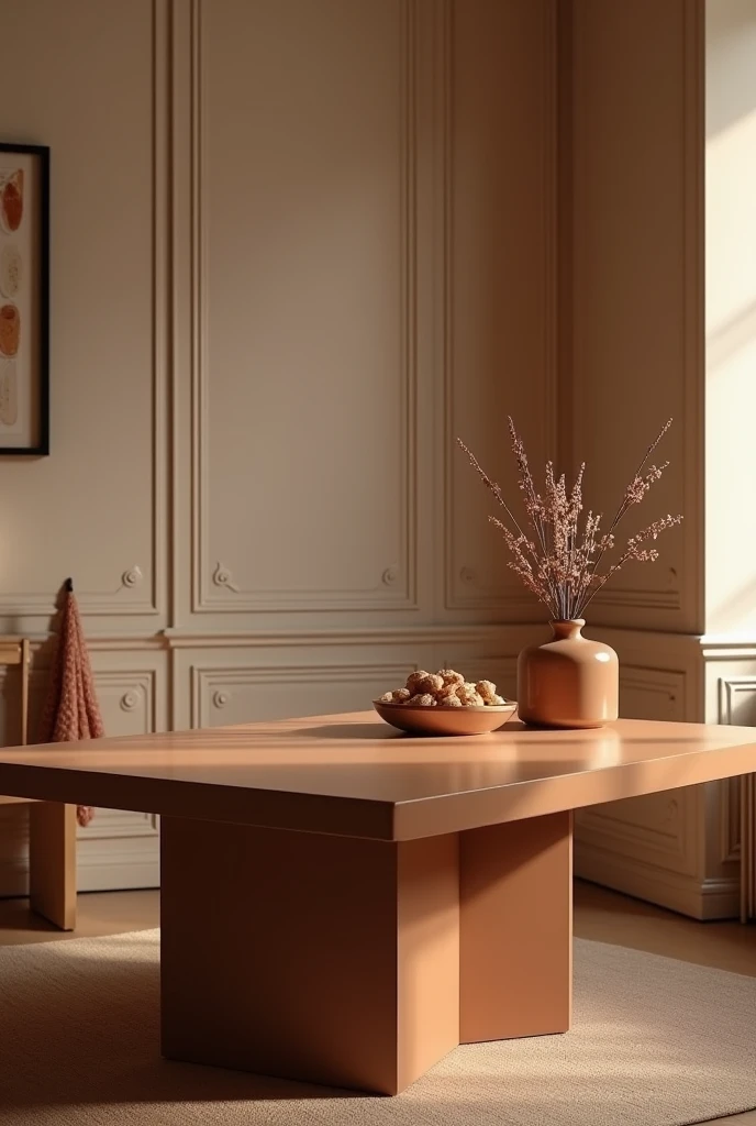 need a rectangle table design where width is 2.5ft and length is 4ft. table should have 2 inch width border with sloping inside from all 4 sides . furniture should be glossy brown