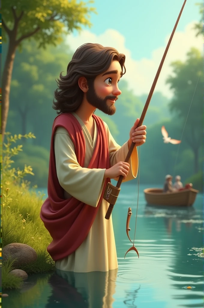 Animated Jesus fishing