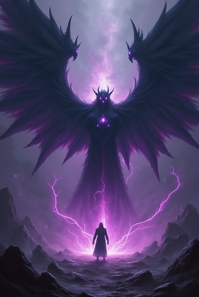 make demon wings with purple flame aura and make the graphics like 2d cartoon , without human, just the demon wings with plain background