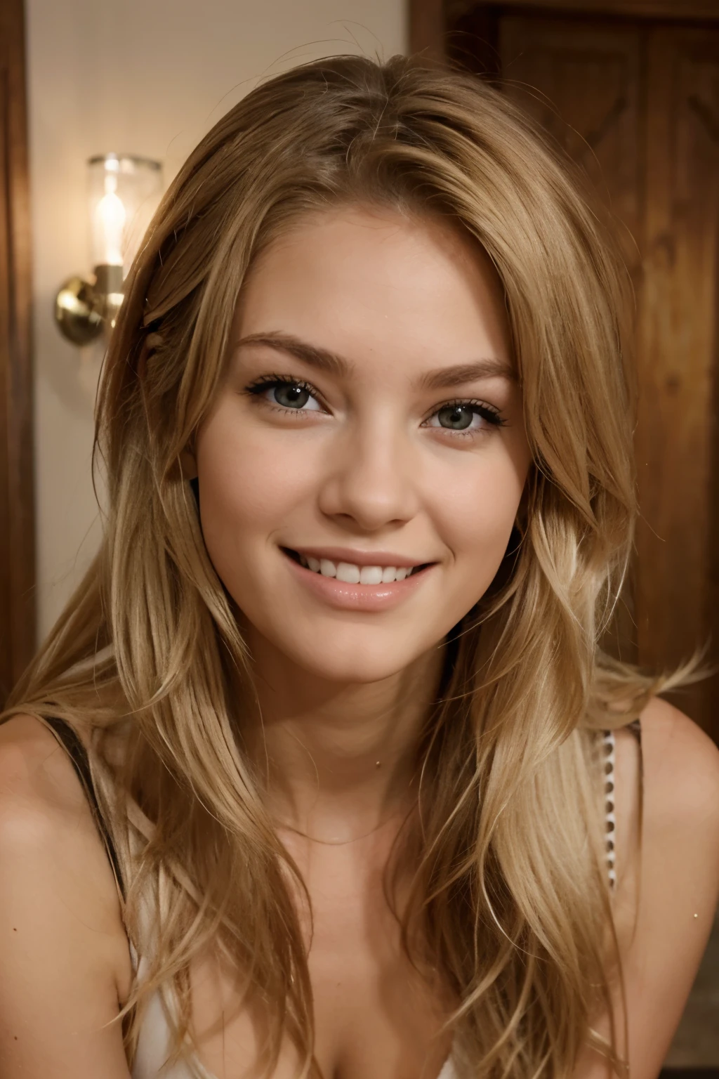 1 fille, Longhaire, ssmile, opened mouth, cheveux blonds, sexly