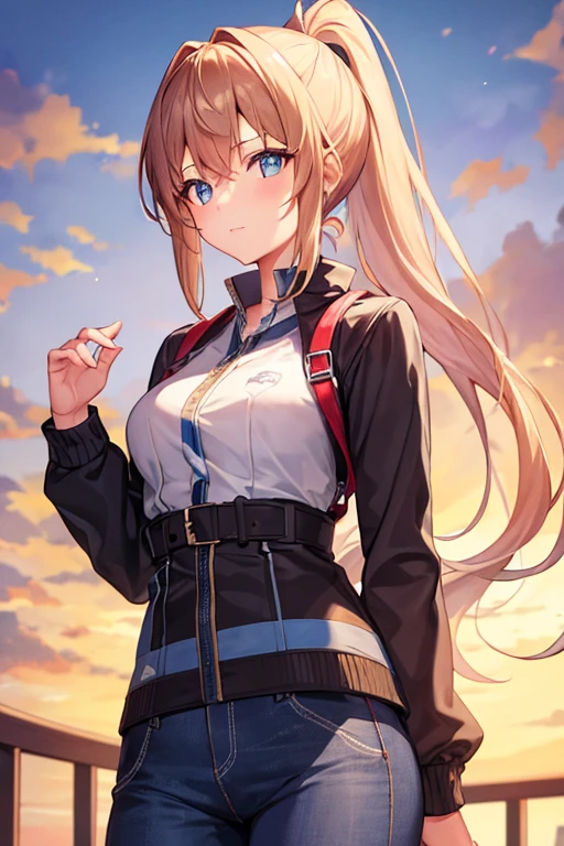 A girl with a ponytail,