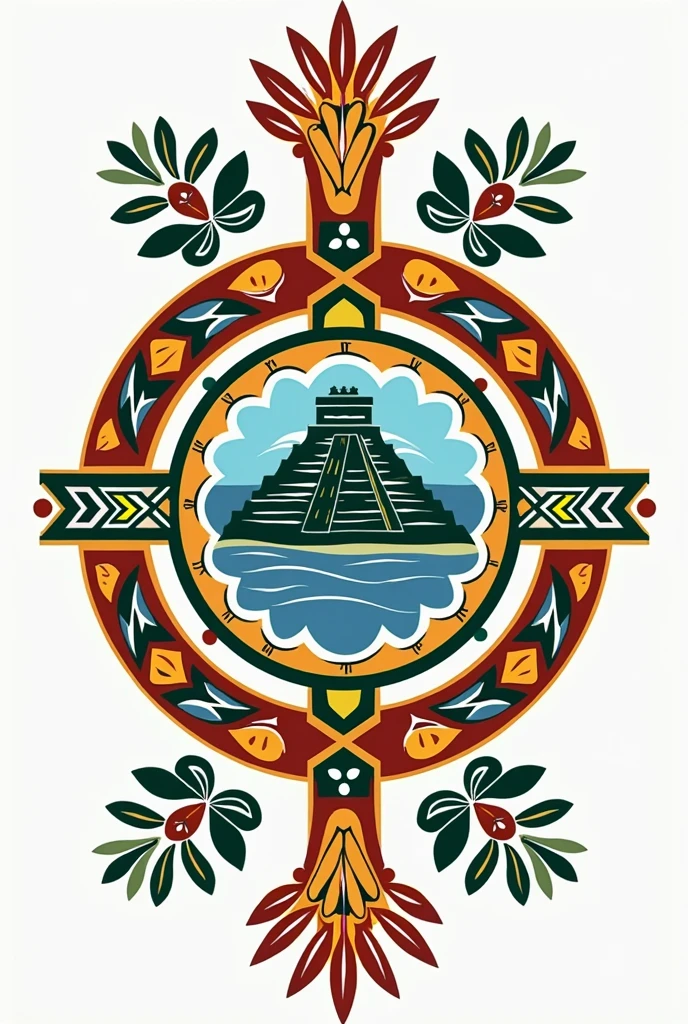 A logo that says "State Council of Multiethnic Indigenous Peoples of Veracruz", that includes indigenous elements, to the Papantla Flyers, Coffee beans and the Tajin pyramid. 