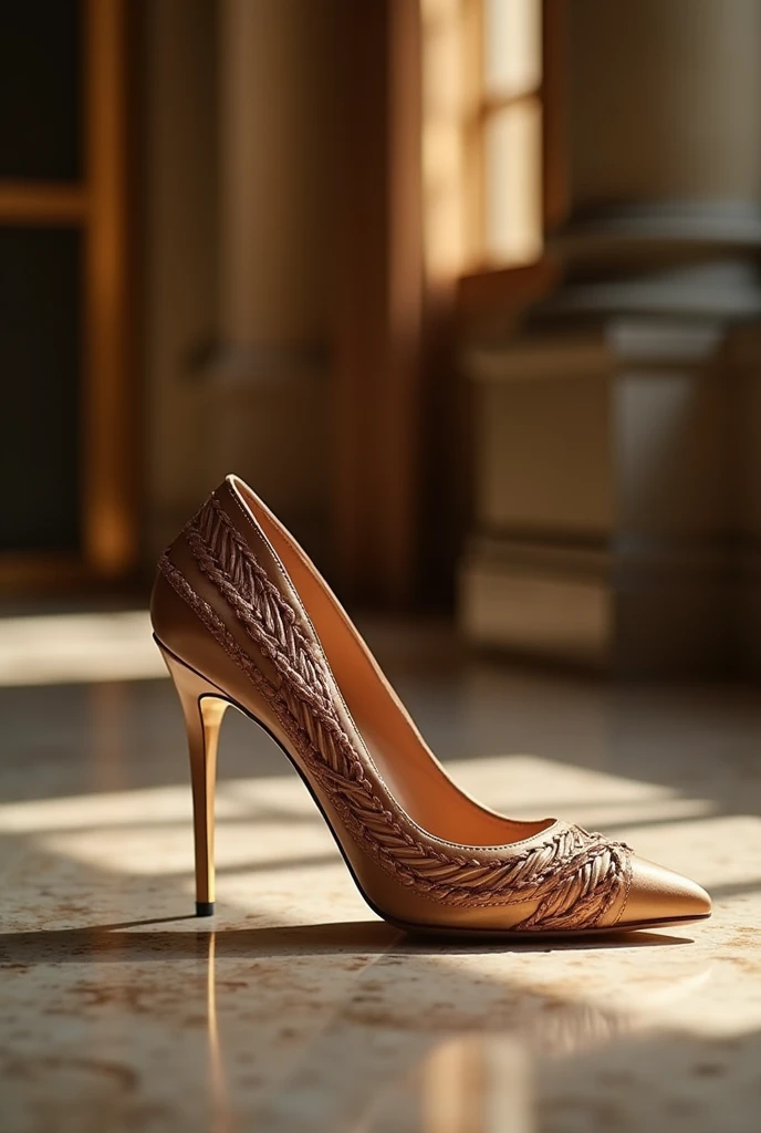 Elegant luxurious delicate braided pump shoe