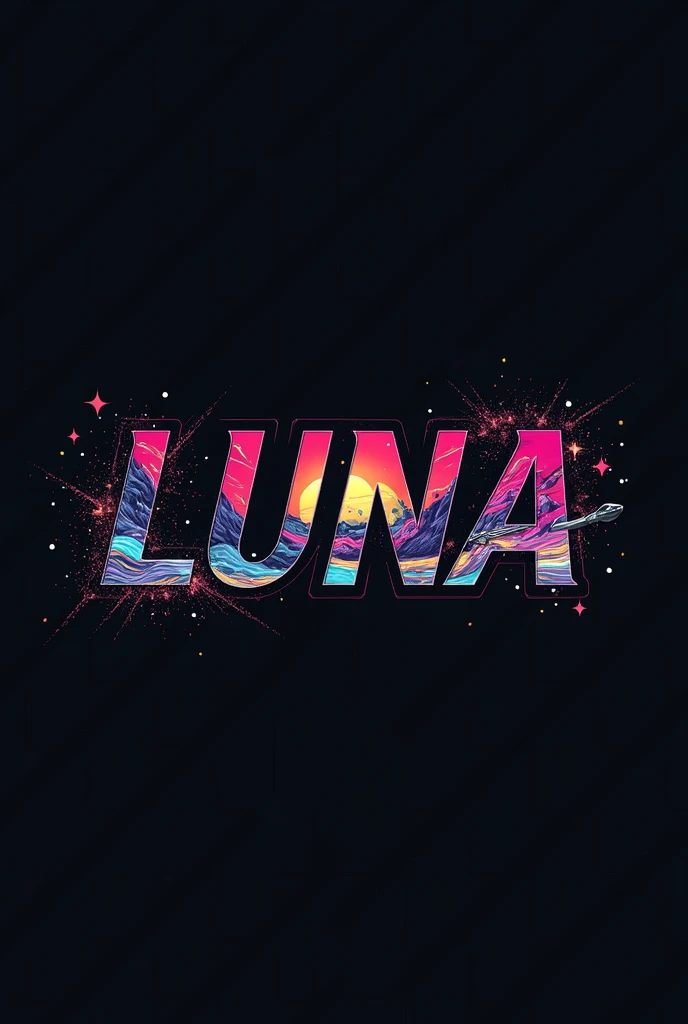 High resolution, Logo for Jdm cars, logo spelling swiftly “Luna” cool, Jdm theme, anime theme, Cyberpunk vibe name spelling, brand logo, logo for tshirt, brand logo “LUNA”, neon vibes, acid trip vibes, acid trip, shooting stars, acid trip inside “LUNA”, acid trip, hallucinations inside “LUNA”, Waves of hallucinations, 