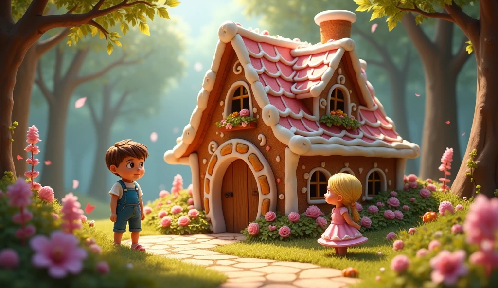 Hansel and Gretel. Little House of Bread and Cake, Eat Sweet Window
