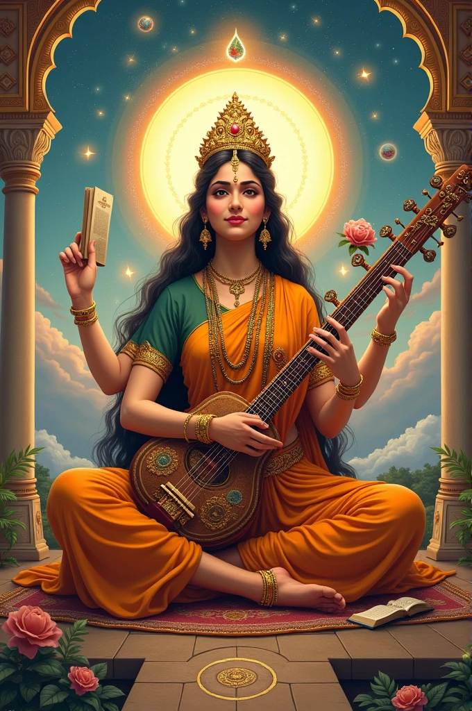 Sarasvati mata play tanpura instrument