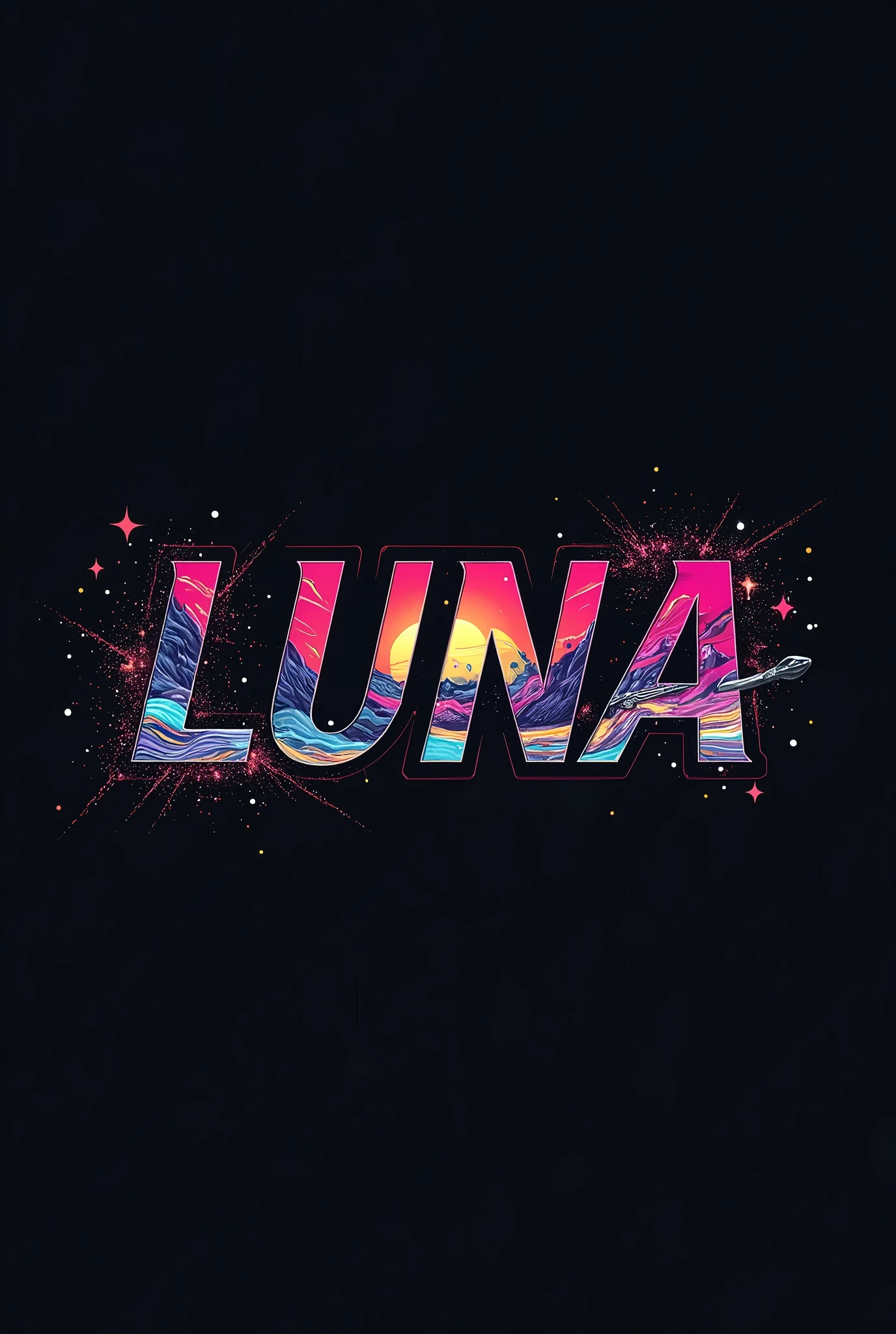 High resolution, Logo for Jdm cars, logo spelling swiftly “Luna” cool, Jdm theme, anime theme, Cyberpunk vibe name spelling, brand logo, logo for tshirt, brand logo “LUNA”, neon vibes, acid trip vibes, acid trip, shooting stars, acid trip inside “LUNA”, acid trip, hallucinations inside “LUNA”, Waves of hallucinations, 