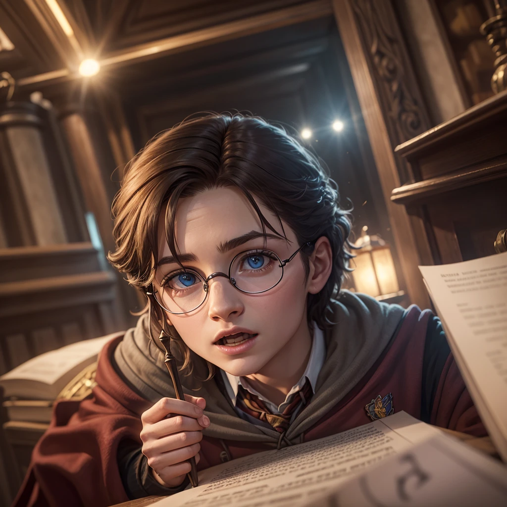harry potter, charachter, lighting cinema, high qualiy, detailded,photo realist