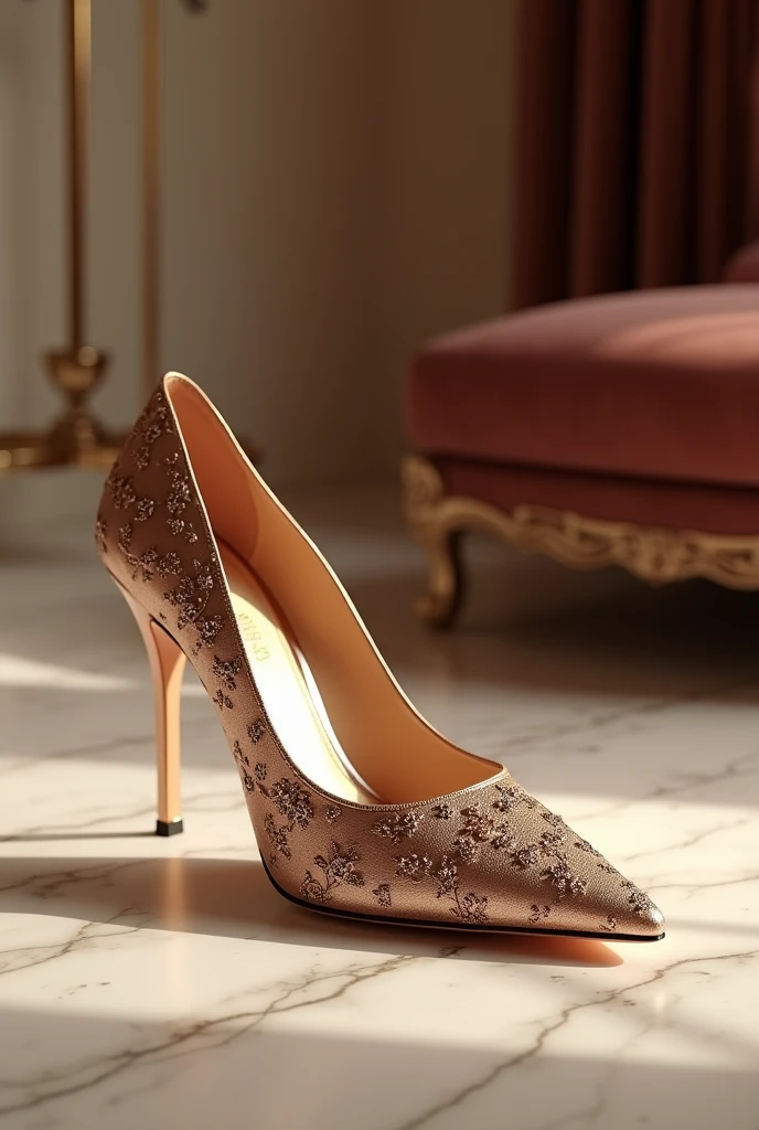 Elegant, luxurious, delicate, high-relief pump shoe