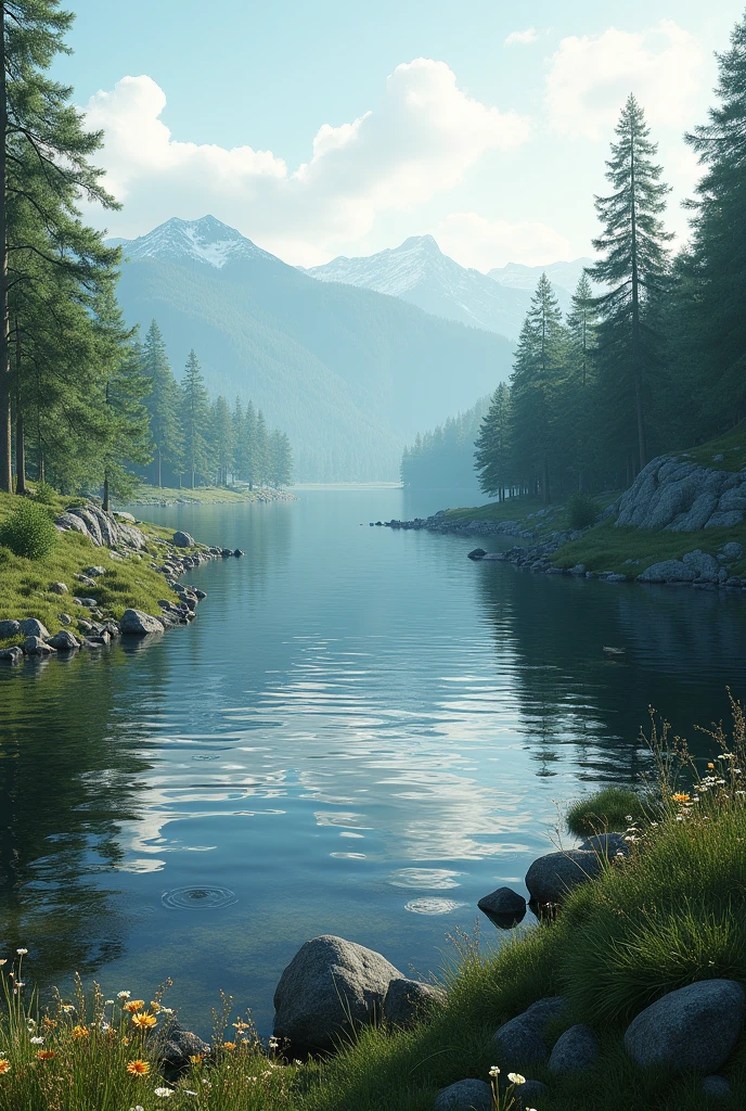 Finland lake With different and beautiful views with original views map