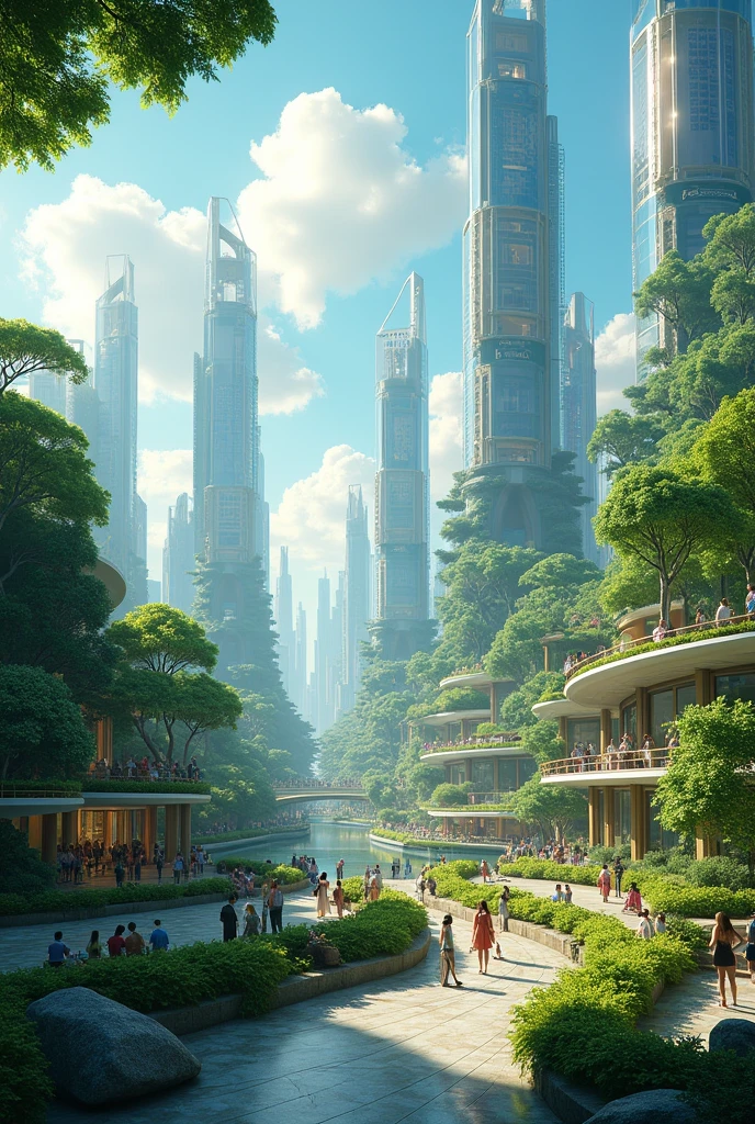 Show me your dream world. Emphasize the happy, clean, innovated, and united world.
