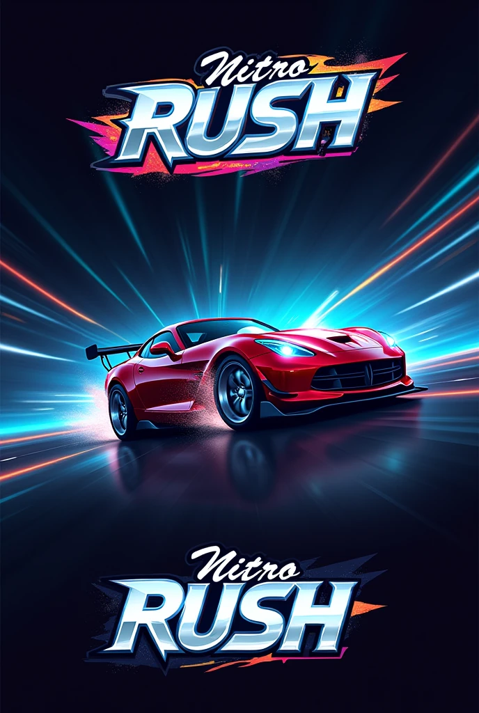 Create logo for my game my game is racing game and write my game name on it nitro rush
