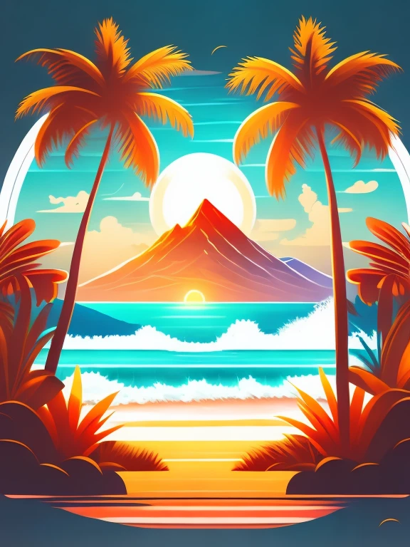 t-shirt design, rzminjourney, vector art, summer design, hot like hawaii