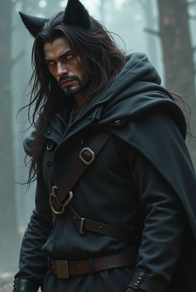 name: Raul Aguilar age: 3, external appearance: Raoul is tall and muscular. He has long, dark brown hair that he usually has down, and golden yellow eyes that sparkle when he is under stress. In his wolf form, he has dark grey fur and sharp fangs. Personality:: ราอูลเป็นคนเงียบขรึมและมีความภักดีสูงต่อกลุ่มของเขา เขามีทักษะในการนำทางและความชำนาญในการต่อสู้ แต่เขามักจะหลีกเลี่ยงการใช้ความรุนแรงเว้นแต่จะจำเป็นจริง ๆ เขาเnameในความยุติธรรมและมักจะพยายามช่วยเหลือผู้ที่ตกอยู่ในอันตราย