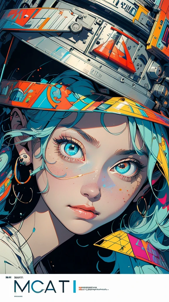 (((masterpiece, highest quality))),(((solo:1.2))),(((1girl:1.2))),32k wallpaper, very detailed, poster, vintage science fiction,(((((geometric cinematic movie poster))))), (bauhaus), shape,(((abstract))),(mid century modern),movie poster,(((((portfolio))))),(((((Close-up))))),(((((bust up))))),((((more various angle)))),(((highlight))),Vast landscape,((((heterochromia)))),(((complete. detailed face))),(((Extremely talented))),(((most complecated machine))),Colorful color scheme