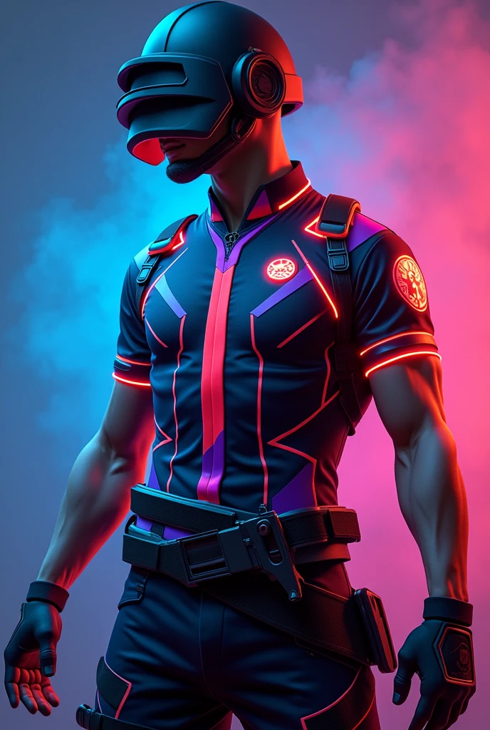 Design a PUBG esports jersey with vibrant colors like neon blue or fiery red and dark contrasts. Use sleek, futuristic patterns and ensure the team logo is prominent. Opt for breathable, moisture-wicking fabric with a streamlined, athletic fit.