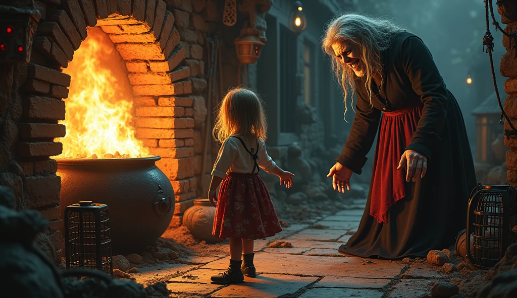 Hansel and Gretel. The Witch's Plan, the Baking Kettle, Gretel's Resourcefulness, and Burning the Witch