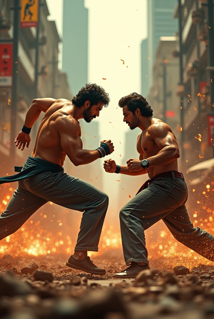 Hrithik Roshan fighting with Jr NTR in a high octane action scene from WAR 2. 