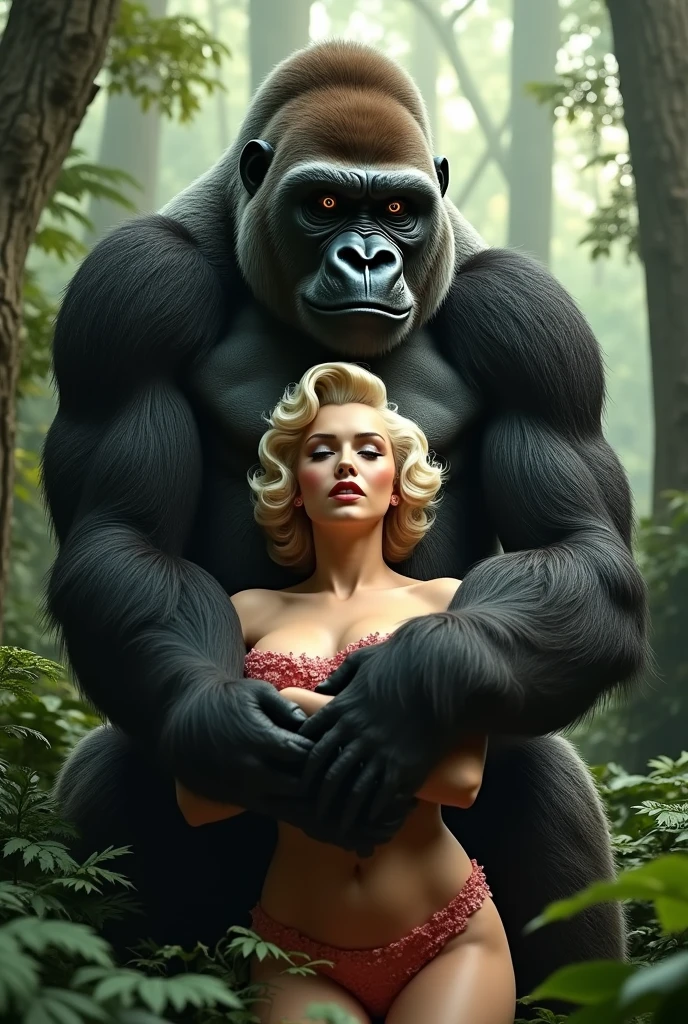 Gorilla hugs and protects Marilyn Monroe 