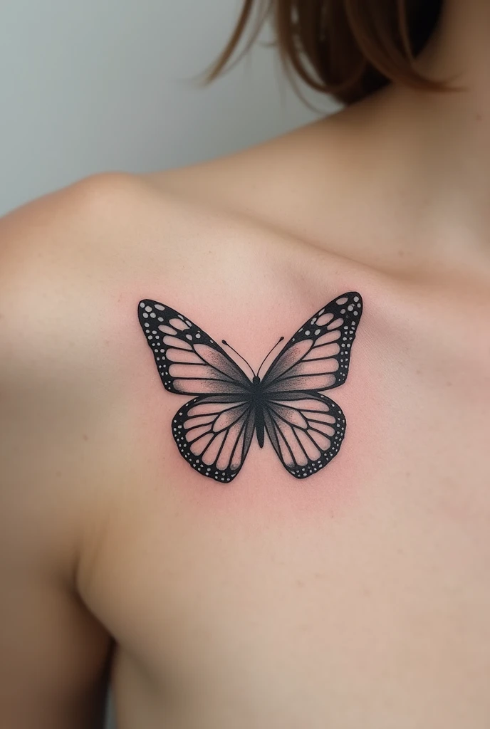 Blackwork moth tattoo in left rib