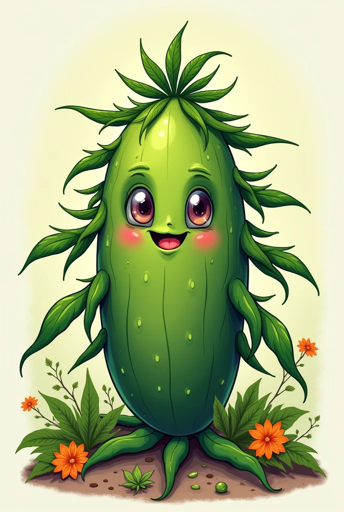 Peux-tu créer un personnage cool de plante de marijuana beuh, couleur, drole