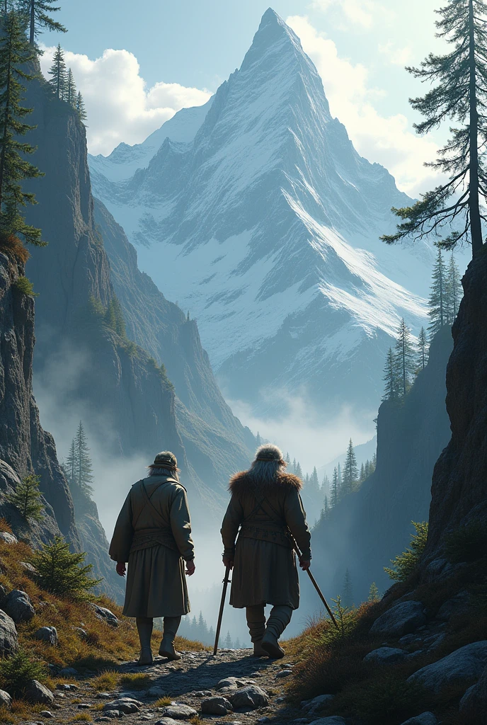 Two old deep mountain looking for a treasure