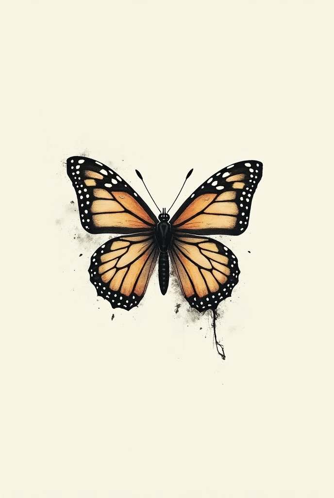 Create a simple tattoo of a butterfly that almost completely decomposes