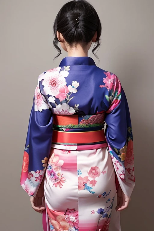 kimono woman Back view No hair accessories