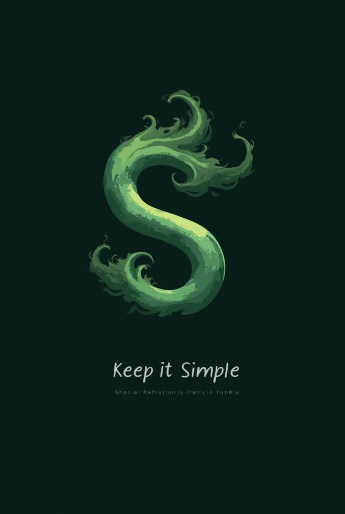A profile picture for a reflection blog on Instagram with the name Keep it simple, the image must contain the letter s twice, the font should appear as a green squiggle on a dark background