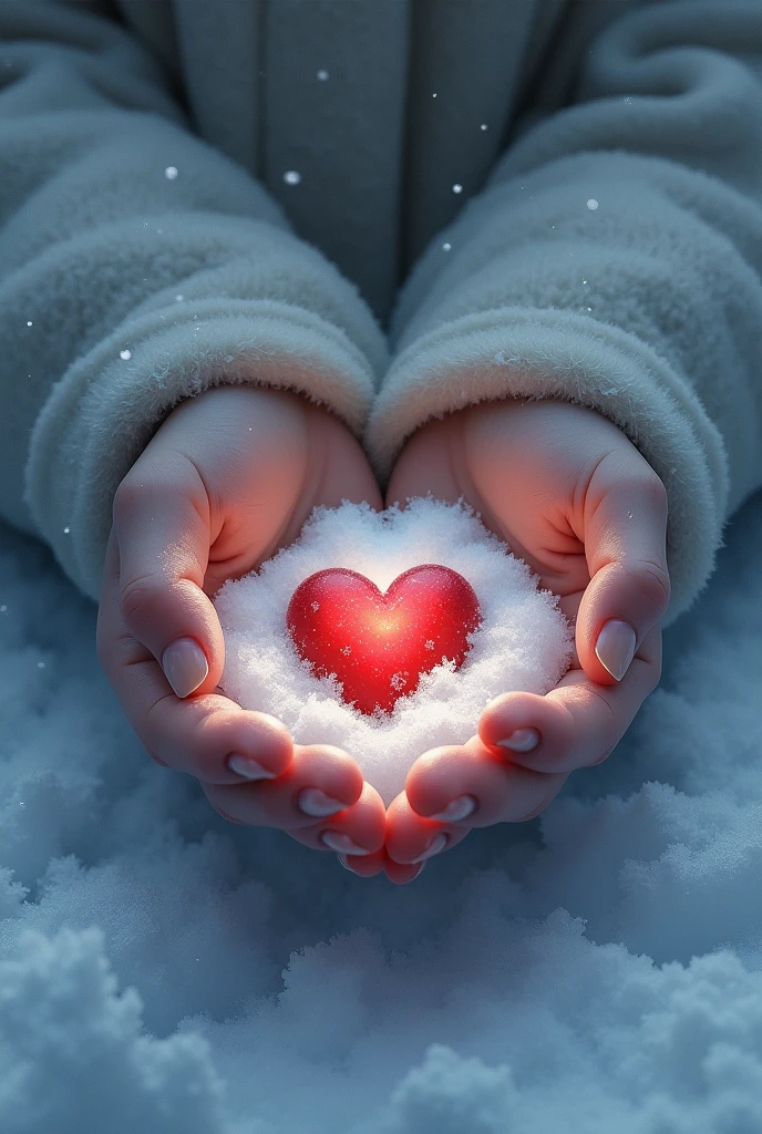 Little cold heart in hands