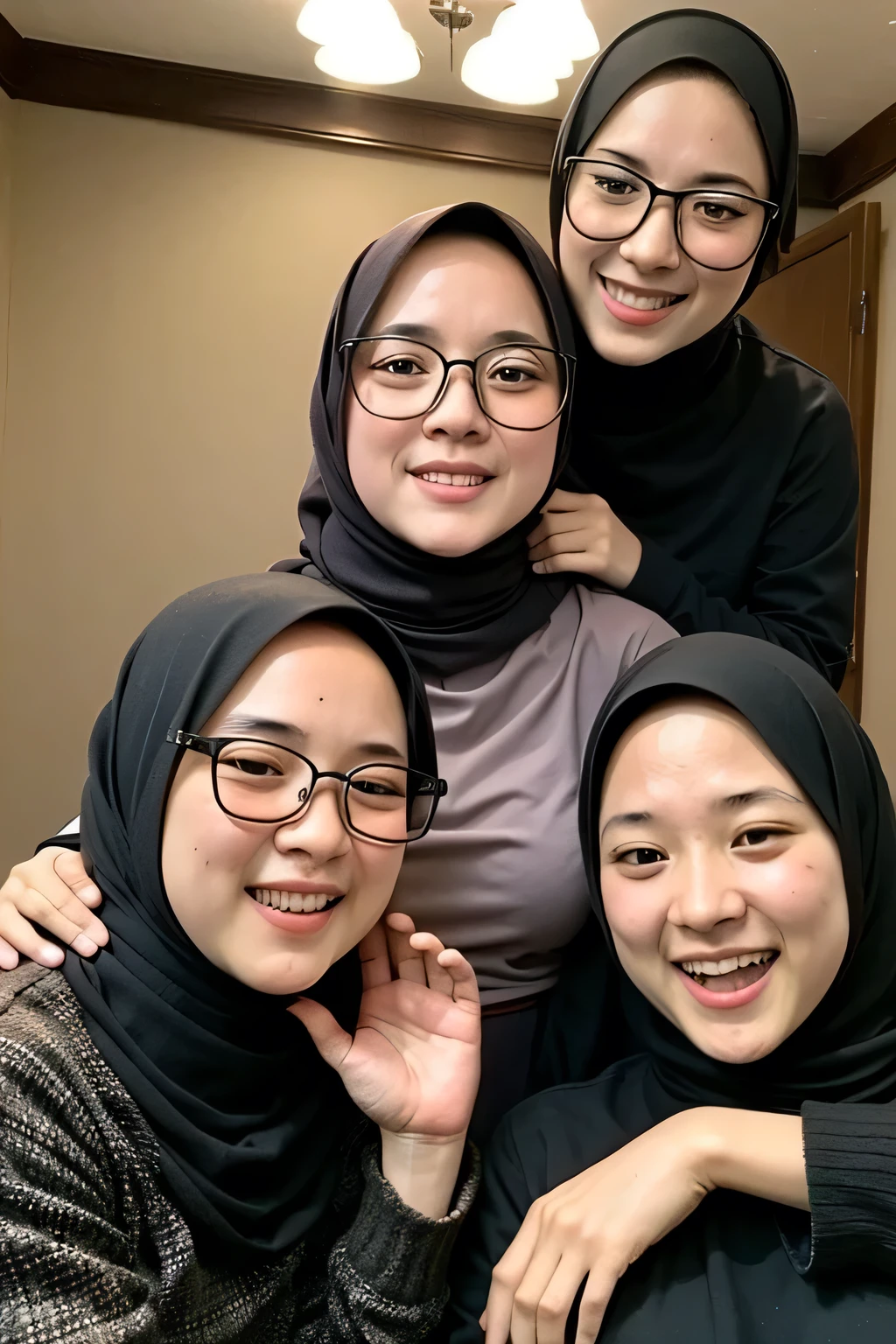 three girls hijab, sisters group, sexy match